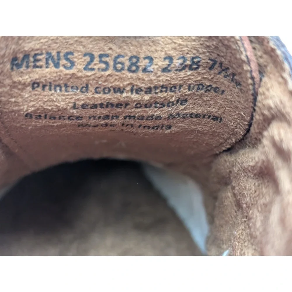 Stacy Adams Tallero Tan Multi Croco Print Leather V-Tip Oxford Men Size 7.5